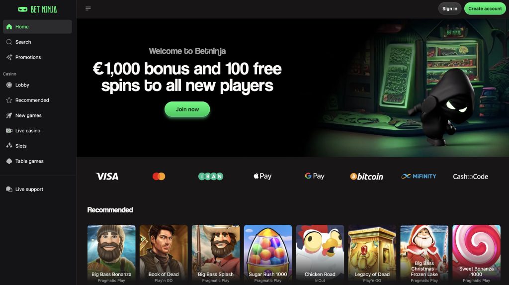 BetNinja Crypto Casino with No KYC